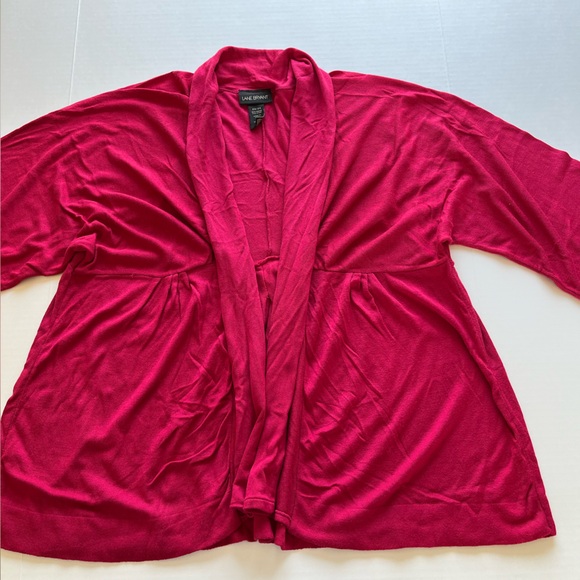 Lane Bryant Women’s Pink Open Front Drape  3/4 Sleeves Knit Cardigan Sweater - Picture 3 of 15